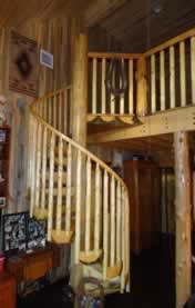 Custom Log Spiral Stairs and Railing